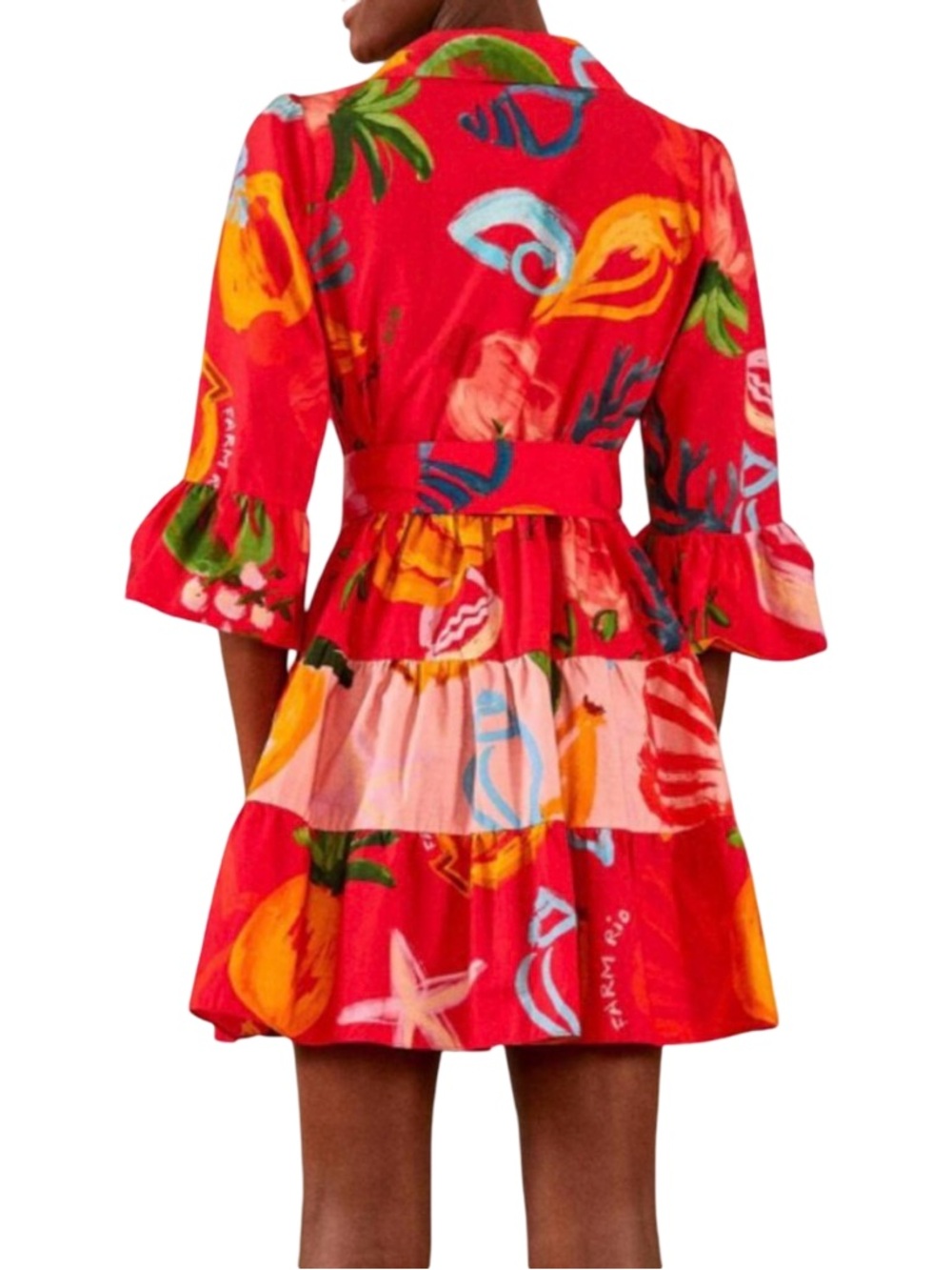 Farm Rio NWT Mixed Fruits Ocean Mini Dress Women’s Size S - Picture 3 of 7